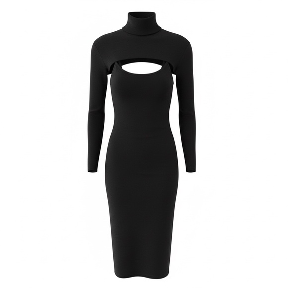 Forever 21 Dresses & Skirts - ⭐️NEW Forever 21 Black 2 pc Long Sleeve Cutout Dress